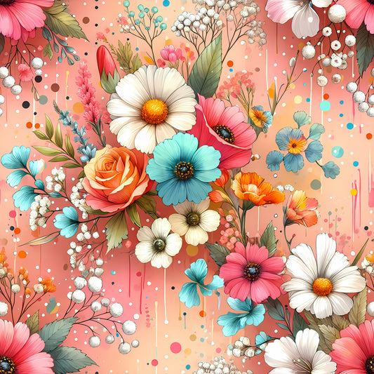 Vibrant Spring Floral Pattern 1 Quilting Cotton Fabric
