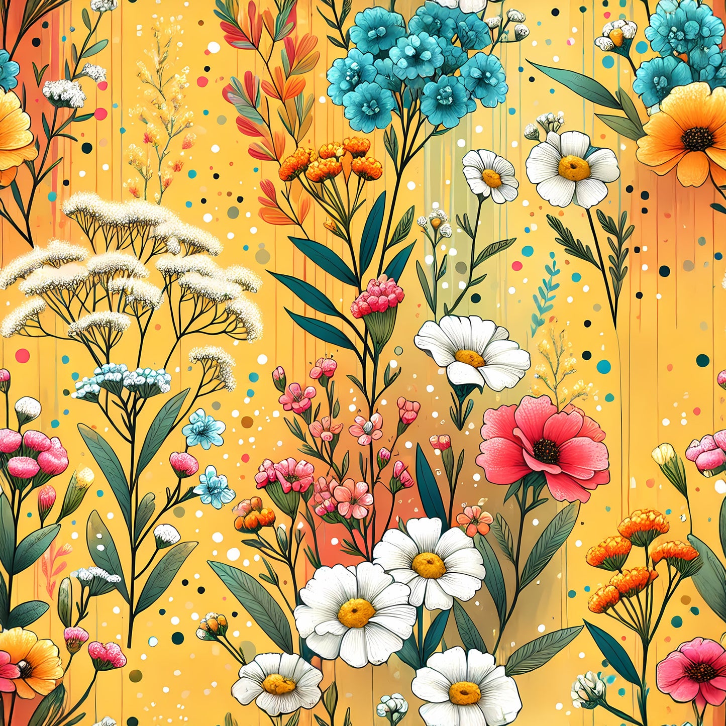 Vibrant Spring Floral Pattern 11 Quilting Cotton Fabric