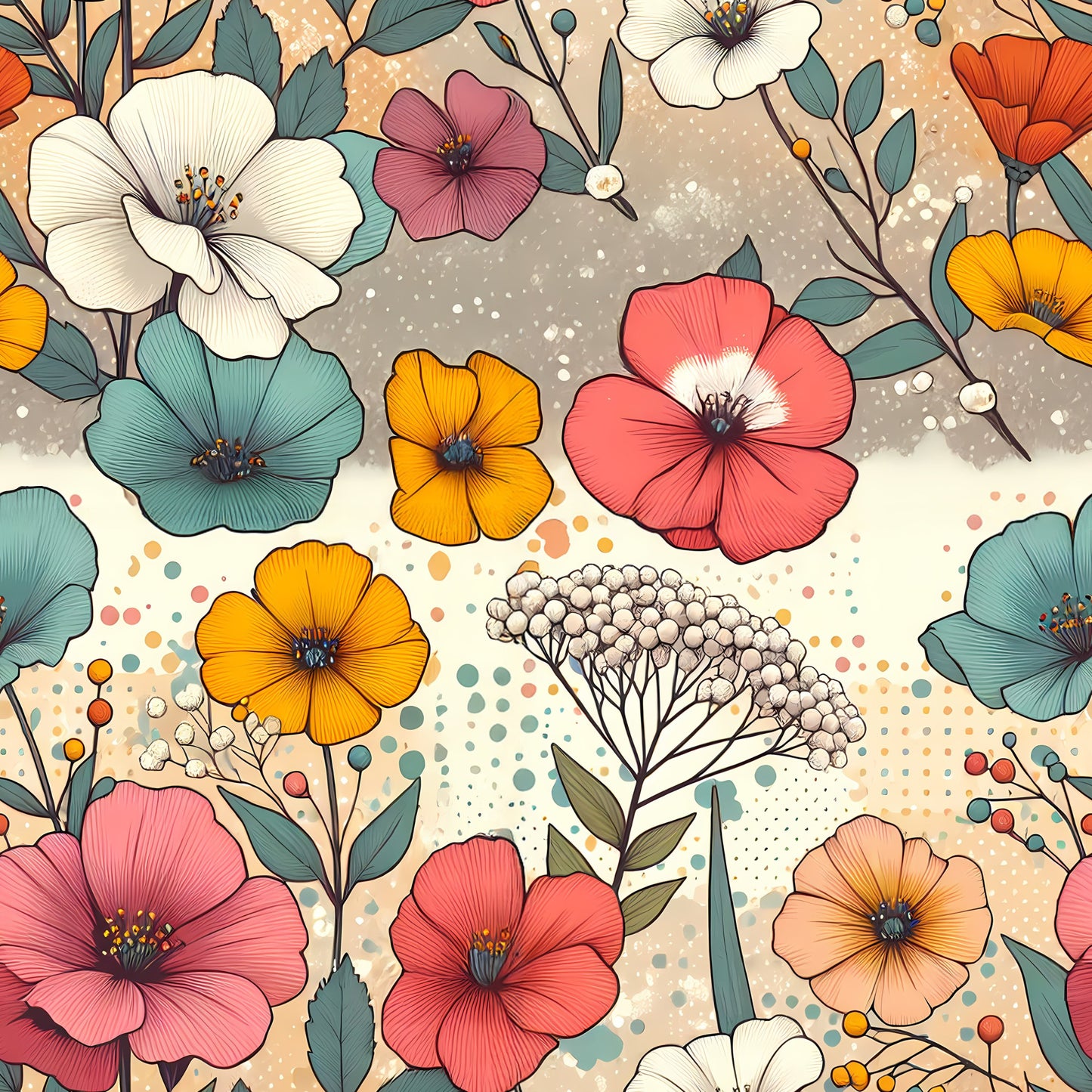 Vibrant Spring Floral Pattern 12 Quilting Cotton Fabric