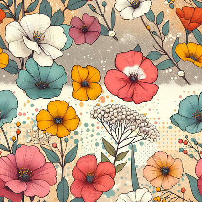 Vibrant Spring Floral Pattern 12 Quilting Cotton Fabric