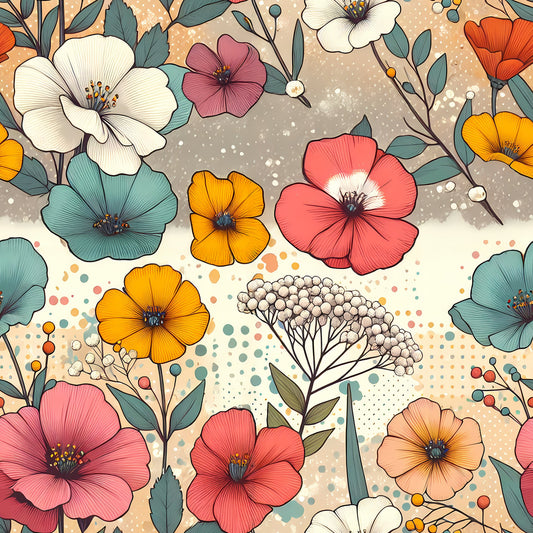 Vibrant Spring Floral Pattern 12 Quilting Cotton Fabric