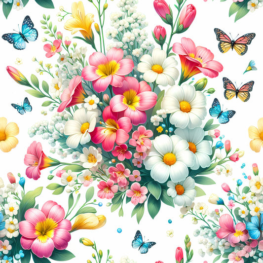 Vibrant Spring Floral Pattern 2 Quilting Cotton Fabric