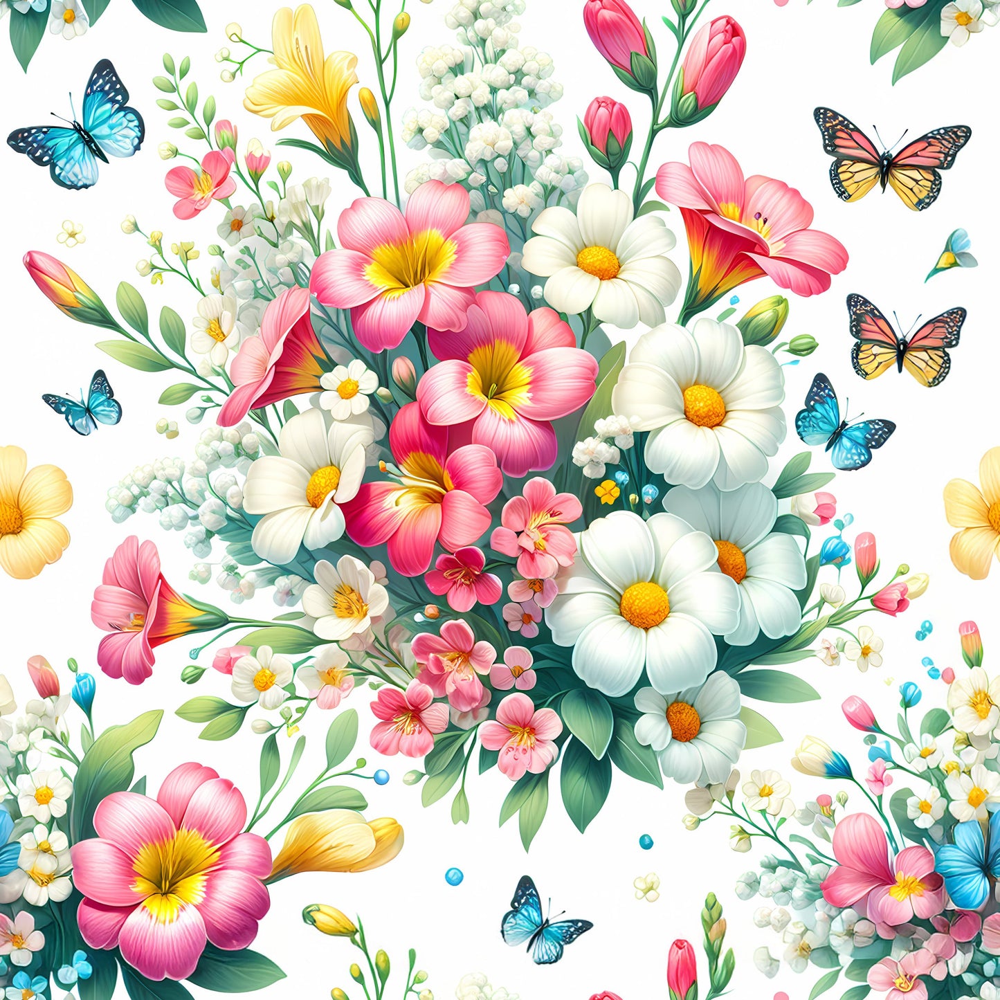 Vibrant Spring Floral Pattern 2 Quilting Cotton Fabric