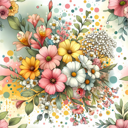 Vibrant Spring Floral Pattern 3 Quilting Cotton Fabric