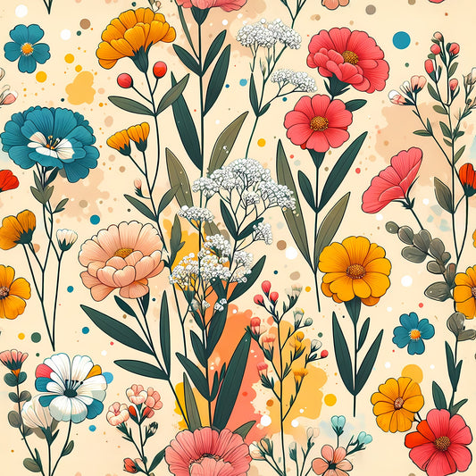 Vibrant Spring Floral Pattern 4 Quilting Cotton Fabric