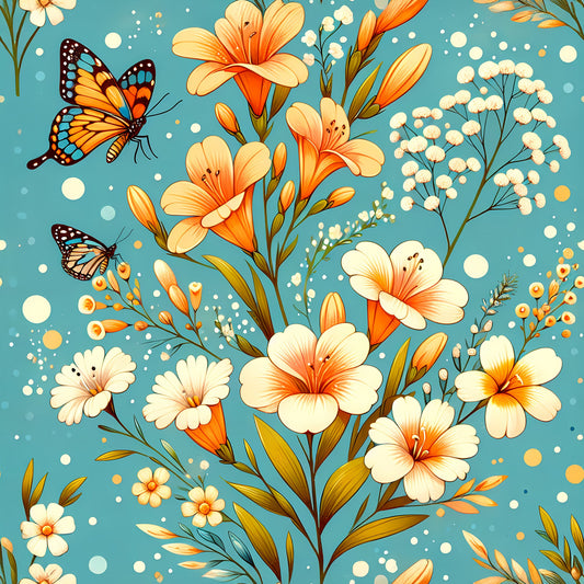 Vibrant Spring Floral Pattern 8 Quilting Cotton Fabric