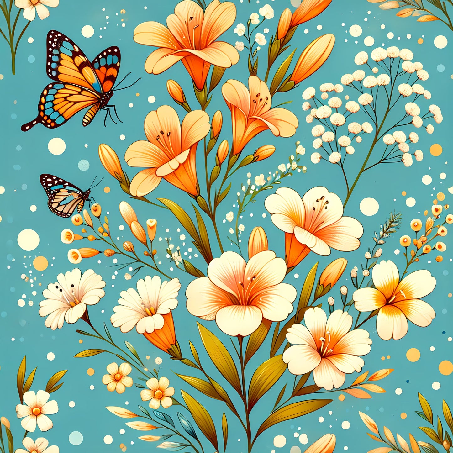 Vibrant Spring Floral Pattern 8 Quilting Cotton Fabric