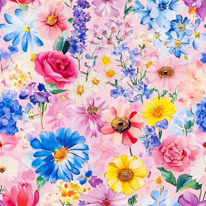 Vibrant Watercolor Floral Pattern 10 Quilting Cotton Fabric