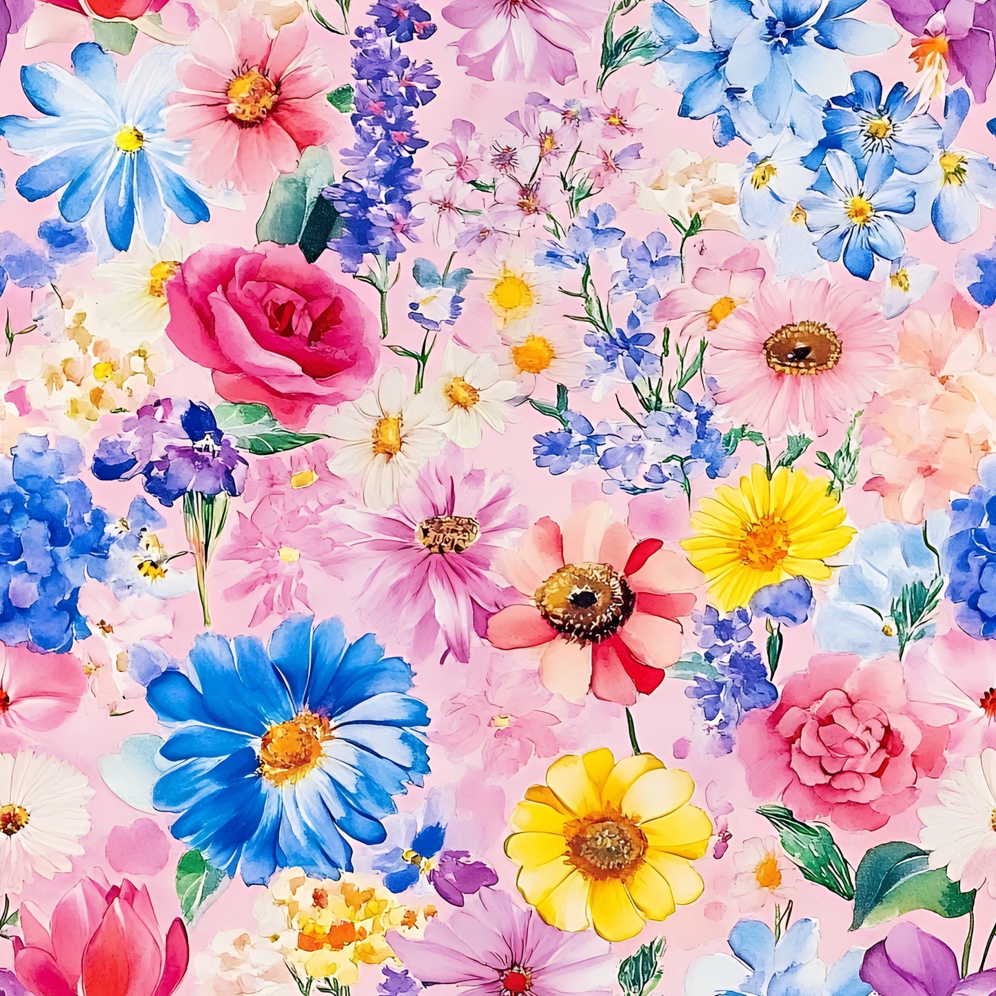 Vibrant Watercolor Floral Pattern 10 Quilting Cotton Fabric
