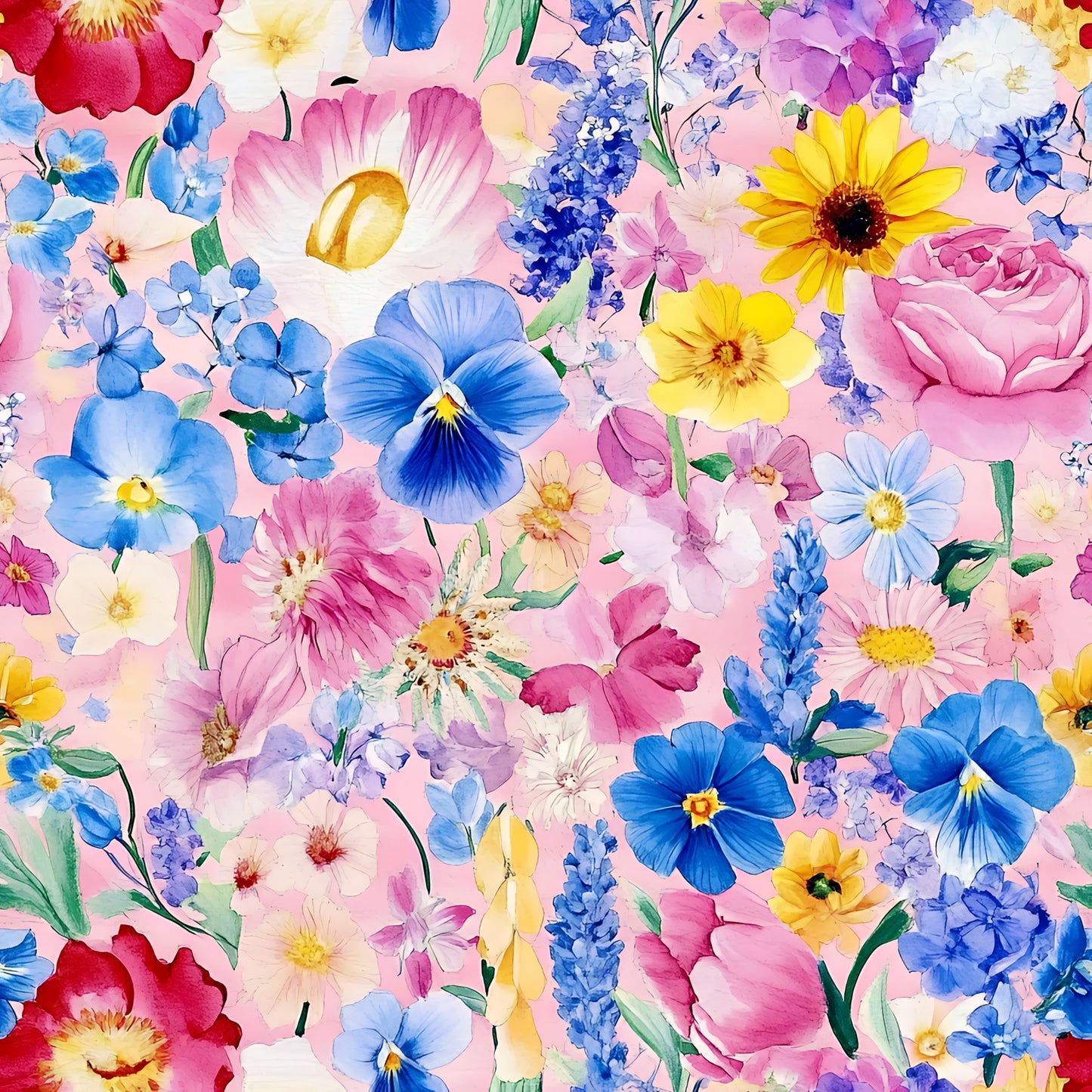 Vibrant Watercolor Floral Pattern 11 Quilting Cotton Fabric
