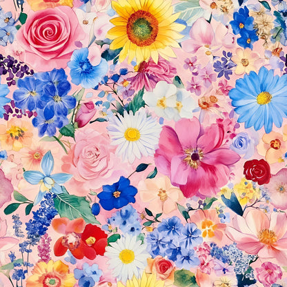 Vibrant Watercolor Floral Pattern 12 Quilting Cotton Fabric