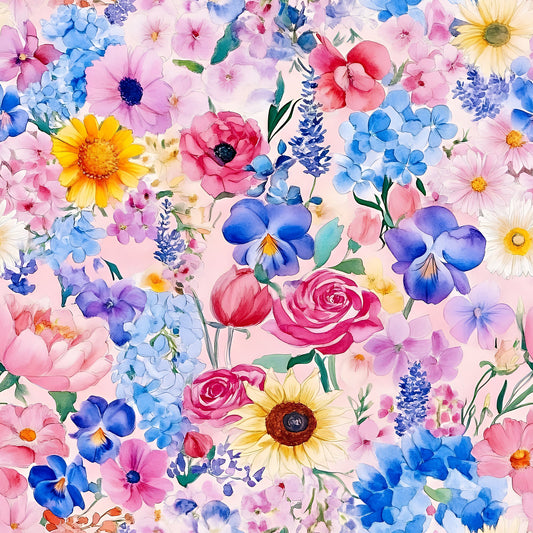 Vibrant Watercolor Floral Pattern 2 Quilting Cotton Fabric