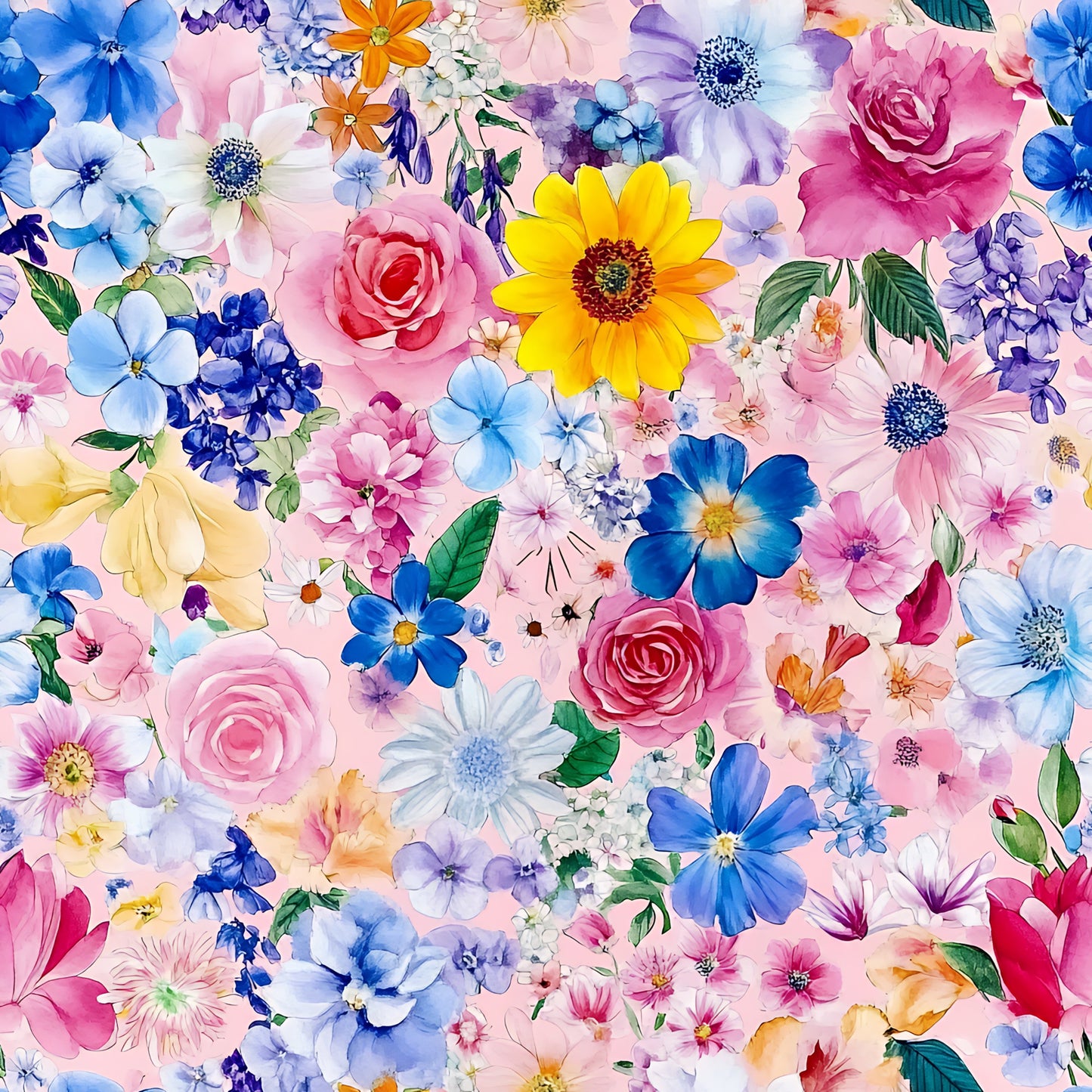 Vibrant Watercolor Floral Pattern 3 Quilting Cotton Fabric