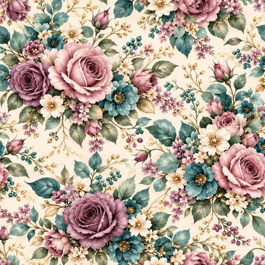 Victorian Garden Romance Pattern 1 Quilting Cotton Fabric