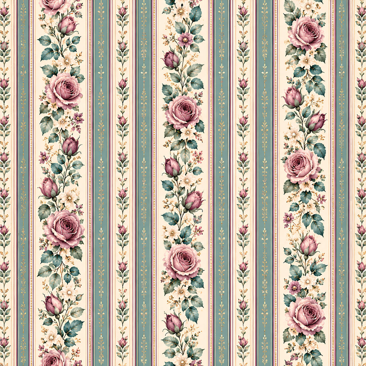 Victorian Garden Romance Pattern 4 Quilting Cotton Fabric