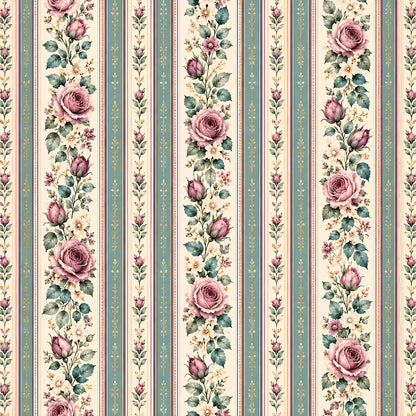 Victorian Garden Romance Pattern 4 Quilting Cotton Fabric