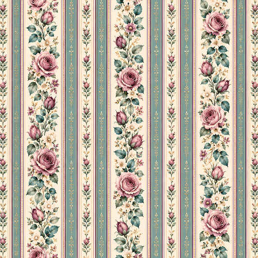 Victorian Garden Romance Pattern 4 Quilting Cotton Fabric