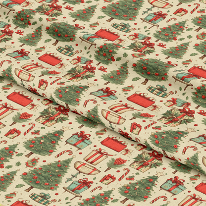 Vintage Christmas Pattern 6 Quilting Cotton Fabric
