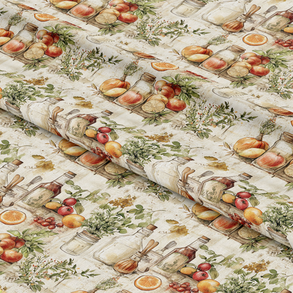 Vintage Kitchen Ingredients Pattern 1 Quilting Cotton Fabric