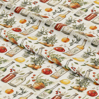 Vintage Kitchen Ingredients Pattern 6 Quilting Cotton Fabric