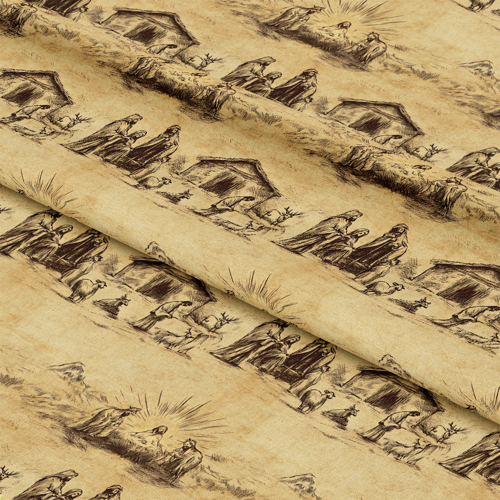 Vintage Nativity Scenes Pattern 15 Quilting Cotton Fabric