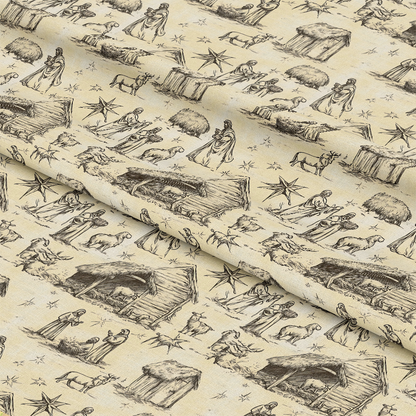 Vintage Nativity Scenes Pattern 19 Quilting Cotton Fabric