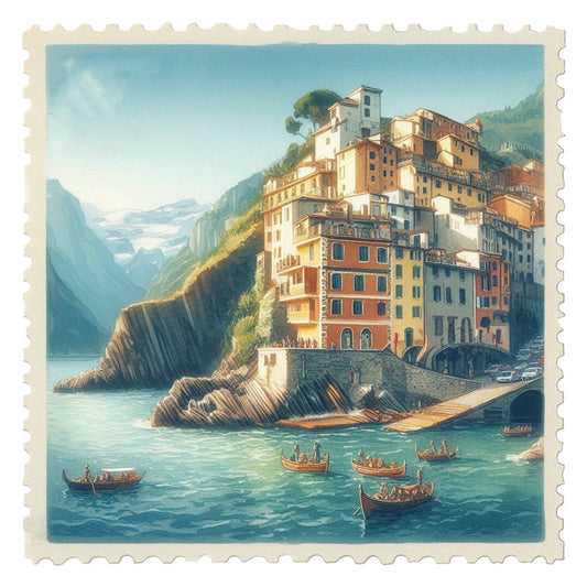 Vintage Travel Stamps Fabric Panel 13