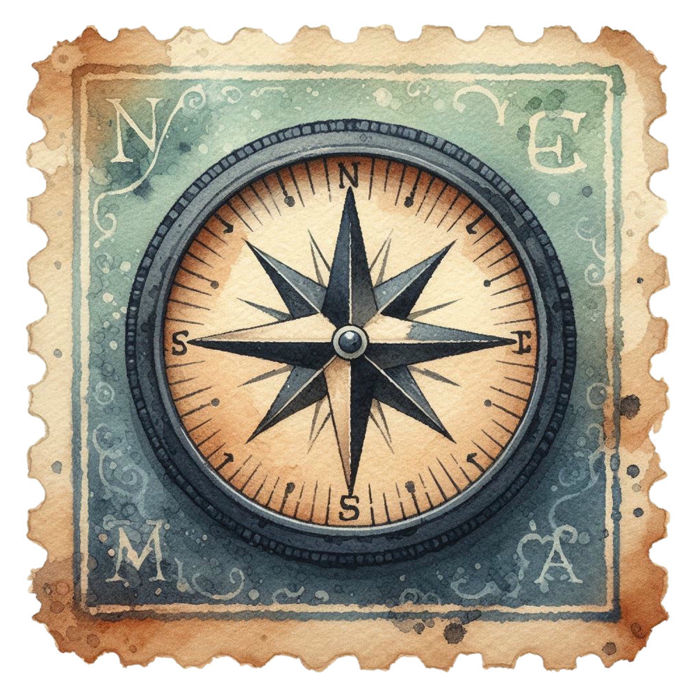 Vintage Travel Stamps Fabric Panel 14