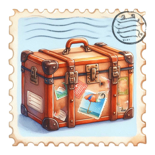 Vintage Travel Stamps Fabric Panel 20