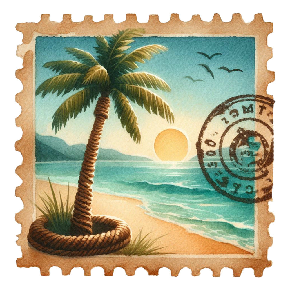 Vintage Travel Stamps Fabric Panel 5