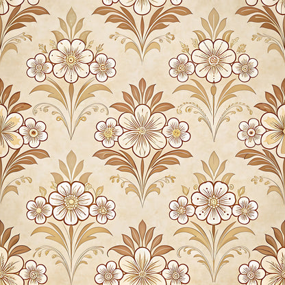 Vintage Beige Sepia Floral Pattern 3 Quilting Cotton Fabric