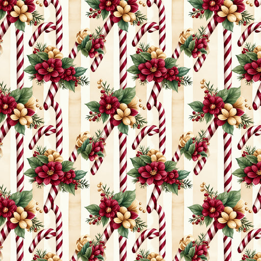 Vintage Burgundy Christmas Pattern 2 Quilting Cotton Fabric