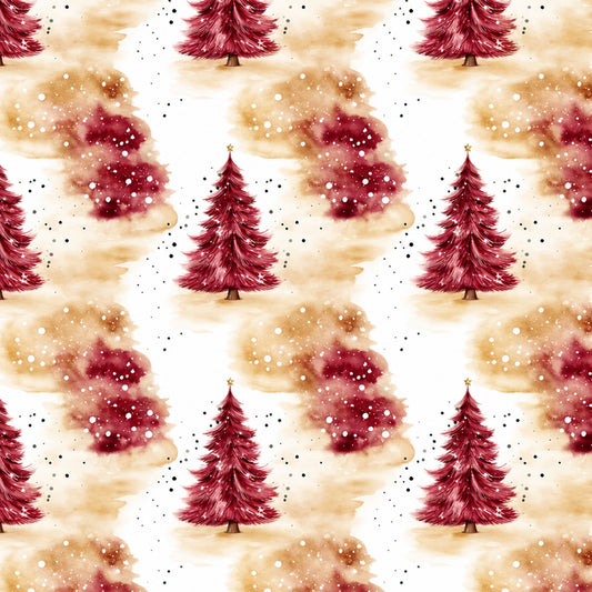 Vintage Burgundy Christmas Pattern 3 Quilting Cotton Fabric
