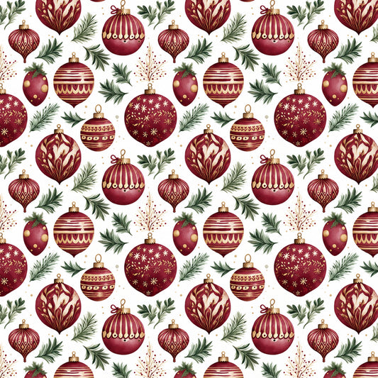 Vintage Burgundy Christmas Pattern 4 Quilting Cotton Fabric