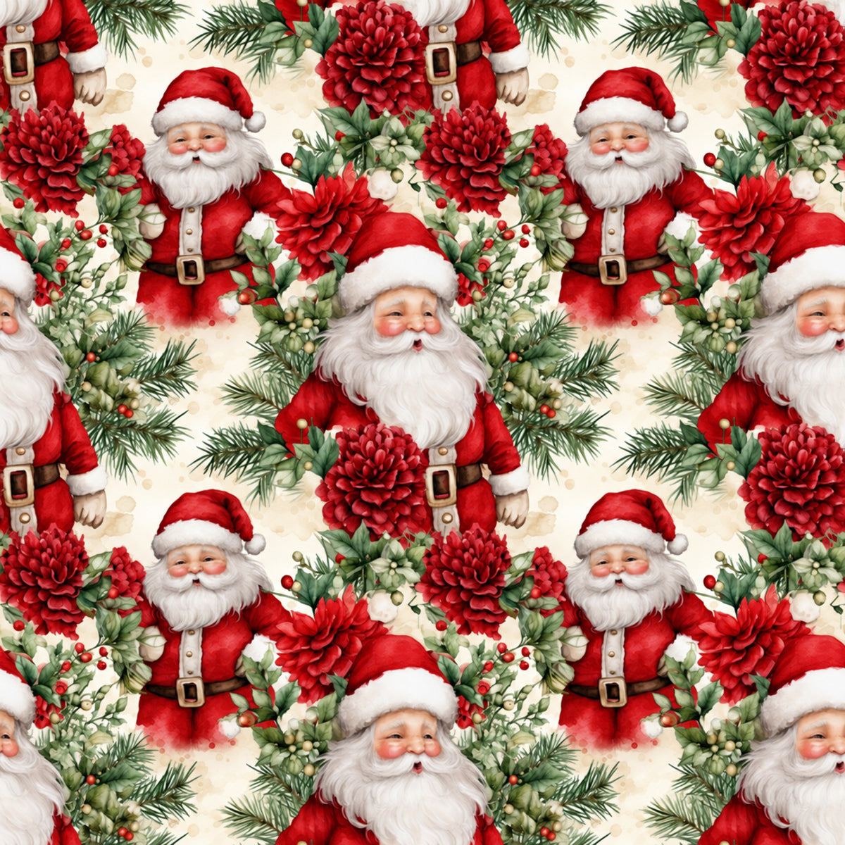 Vintage Classic Red Christmas Pattern 2 Quilting Cotton Fabric