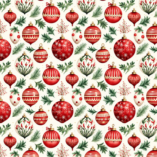 Vintage Classic Red Christmas Pattern 4 Quilting Cotton Fabric