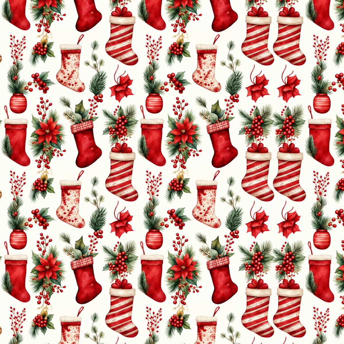 Vintage Classic Red Christmas Pattern 7 Quilting Cotton Fabric