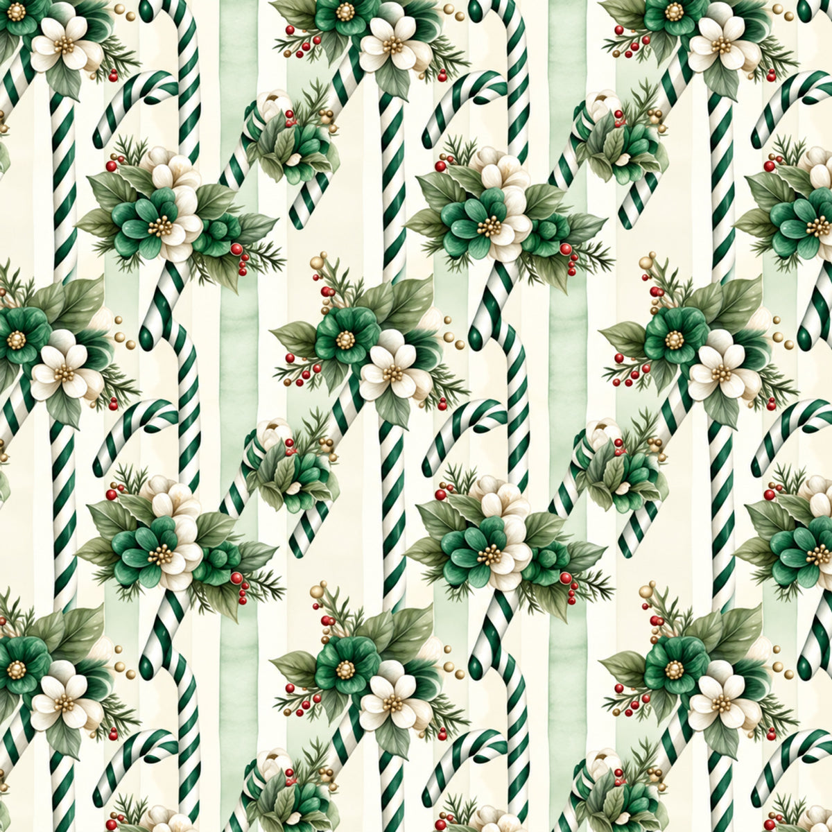 Vintage Emerald Christmas Pattern 1 Quilting Cotton Fabric
