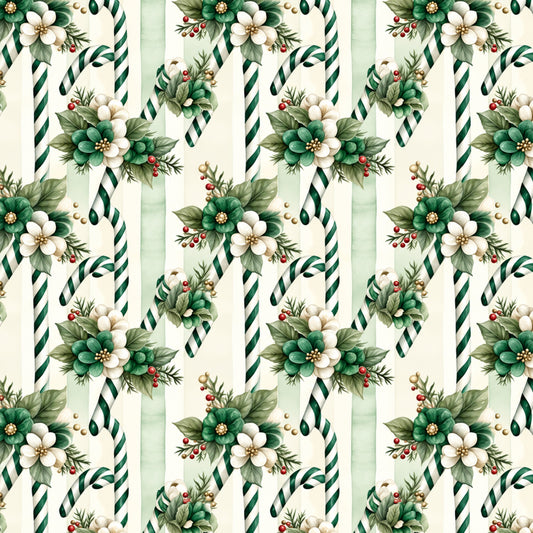 Vintage Emerald Christmas Pattern 1 Quilting Cotton Fabric