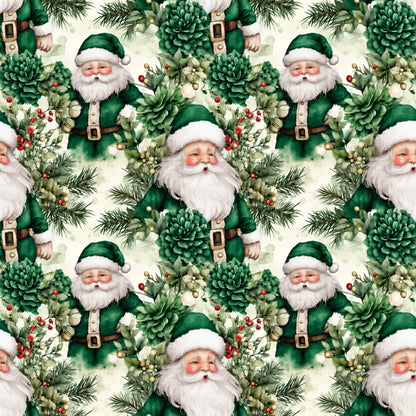 Vintage Emerald Christmas Pattern 3 Quilting Cotton Fabric