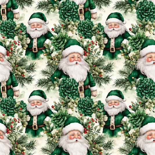 Vintage Emerald Christmas Pattern 3 Quilting Cotton Fabric