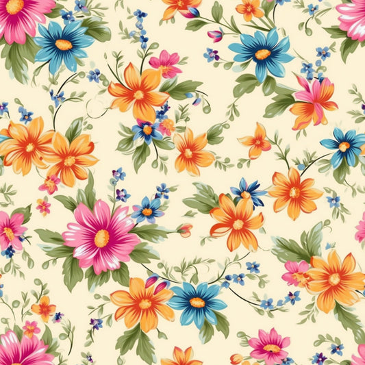 Vintage Floral Pattern 1 Quilting Cotton Fabric