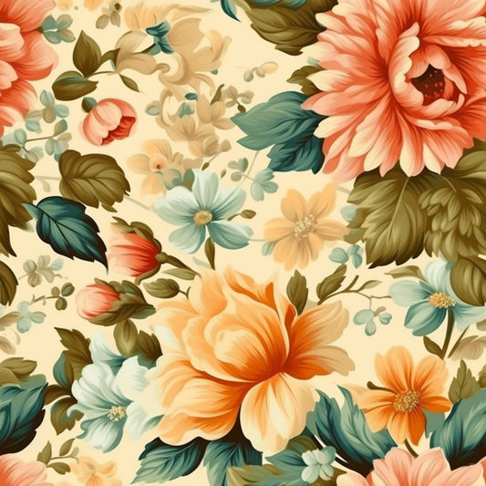 Vintage Floral Pattern 4 Quilting Cotton Fabric