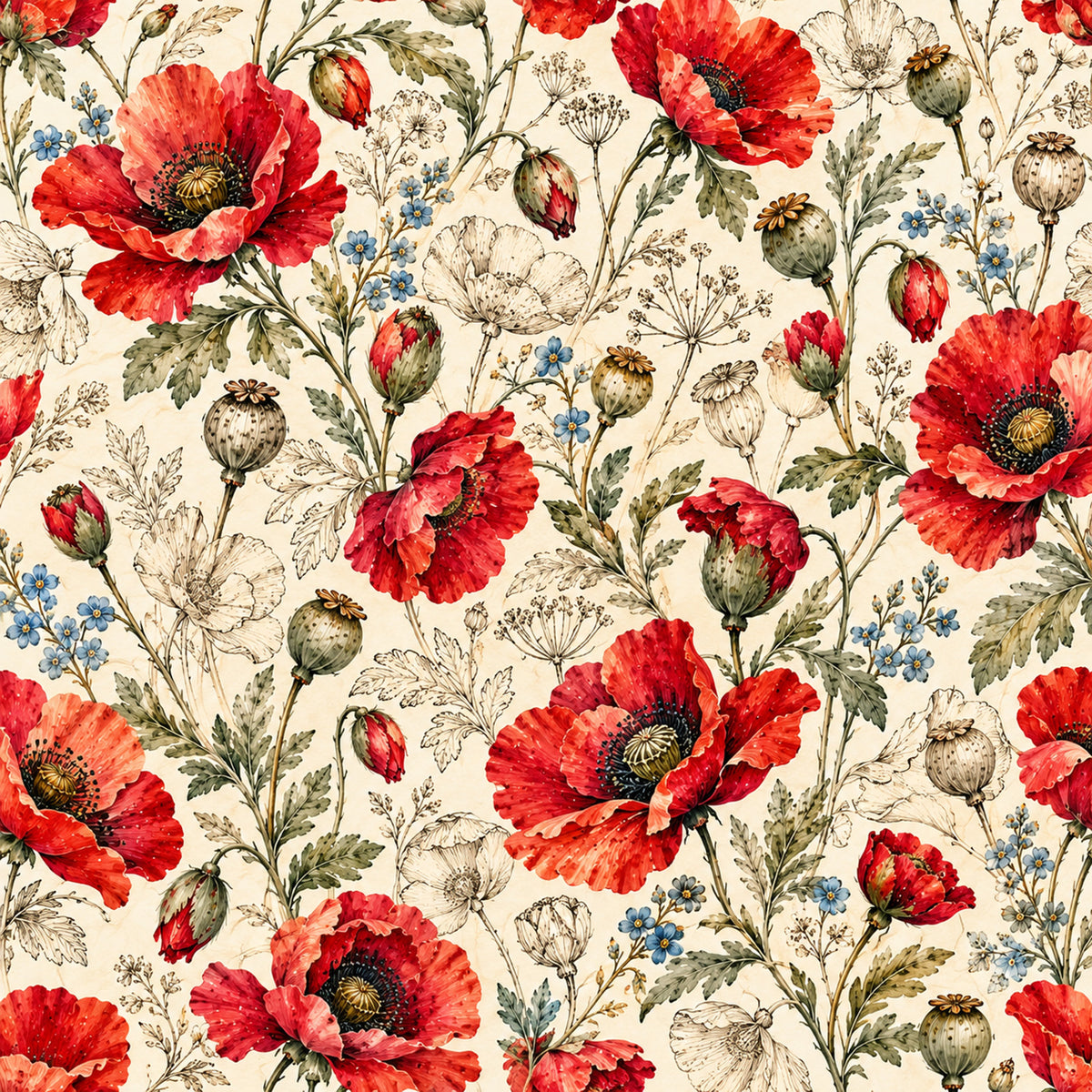 Vintage Garden Letters Pattern 7 Quilting Cotton Fabric
