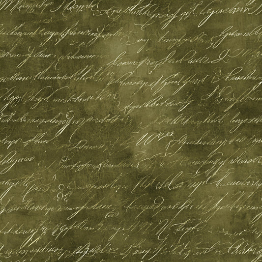 Vintage Handwritten Script Pattern 12 Quilting Cotton Fabric