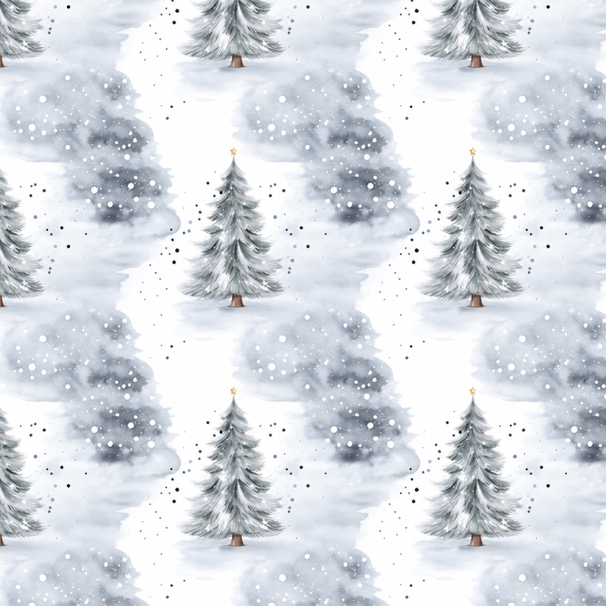 Vintage Icy Silver Christmas Pattern 2 Quilting Cotton Fabric