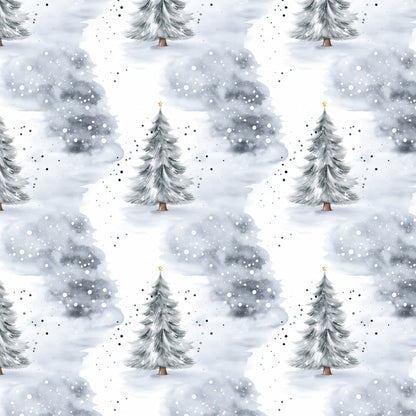 Vintage Icy Silver Christmas Pattern 2 Quilting Cotton Fabric