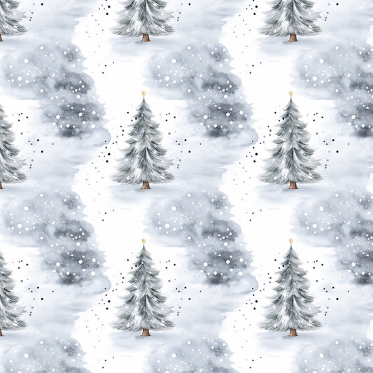 Vintage Icy Silver Christmas Pattern 2 Quilting Cotton Fabric