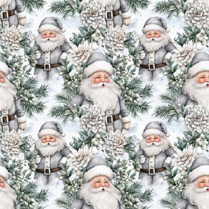 Vintage Icy Silver Christmas Pattern 3 Quilting Cotton Fabric