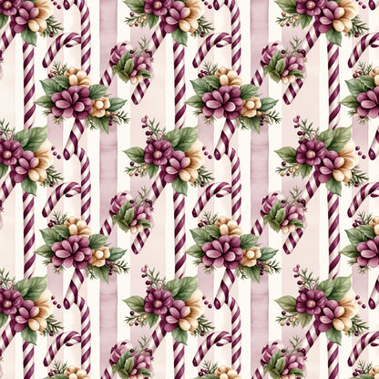 Vintage Plum Christmas Pattern 1 Quilting Cotton Fabric